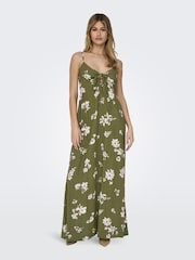 JDY Green Floral Print Cheesecloth Cami Maxi Summer Dress - Image 1 of 4