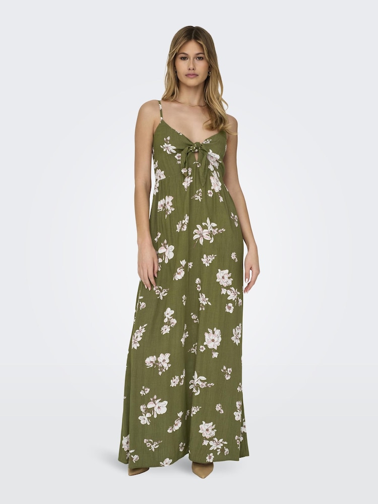 JDY Green Floral Print Cheesecloth Cami Maxi Summer Dress - Image 1 of 4