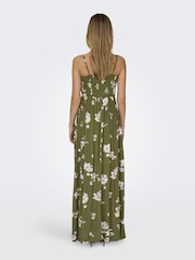 JDY Green Floral Print Cheesecloth Cami Maxi Summer Dress - Image 2 of 4