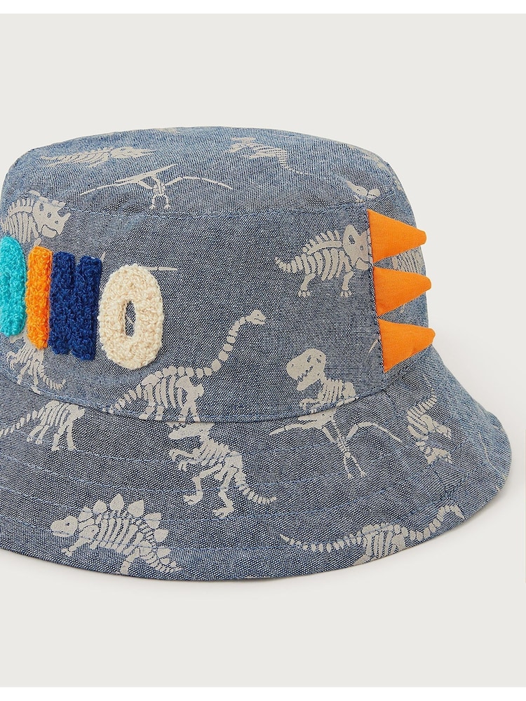 Monsoon Blue Dinosaur Spike Bucket 100% Cotton Hat - Image 2 of 2