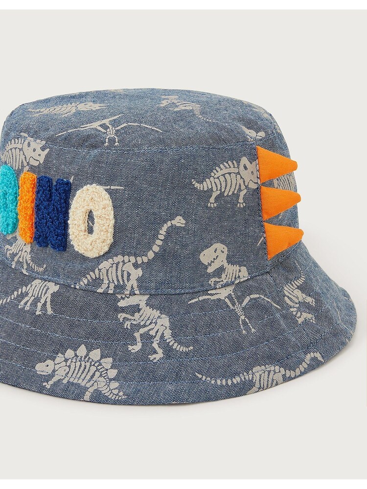 Monsoon Blue Dinosaur Spike Bucket 100% Cotton Hat - Image 2 of 2 Monsoon Blue Dinosaur Spike Bucket 100% Cotton Hat - Image 2 of 2