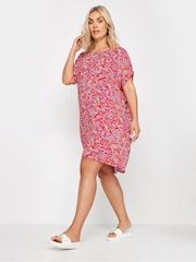 Yours Curve Pink Paisley Print Shift Dress - Image 1 of 5