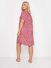 Yours Curve Pink Paisley Print Shift Dress - Image 3 of 5