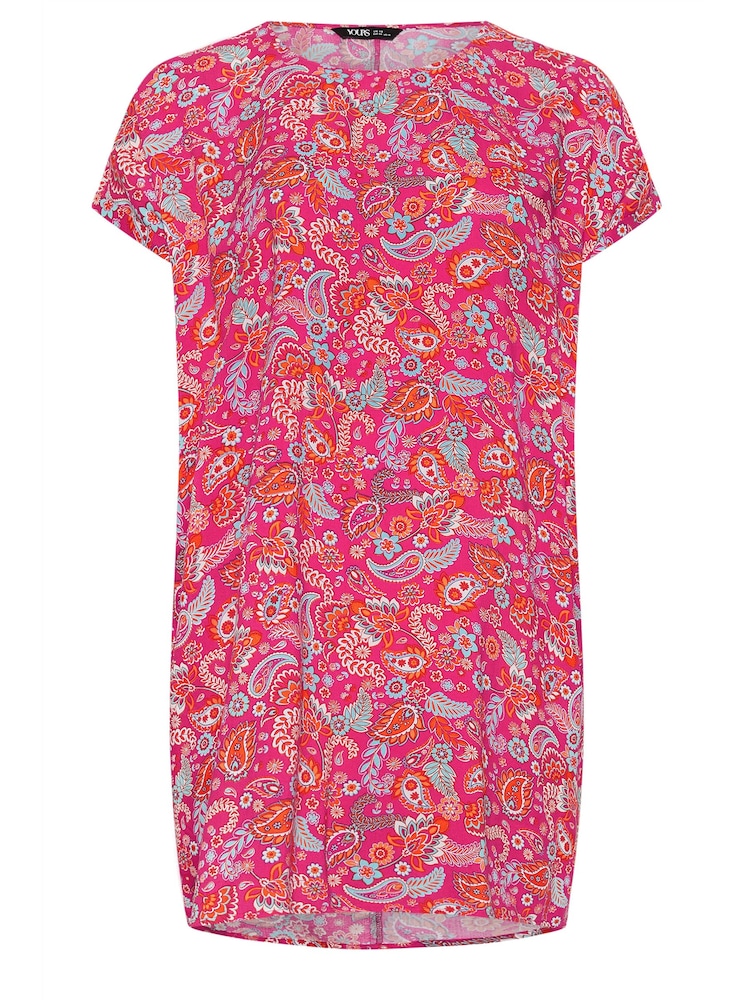 Yours Curve Pink Paisley Print Shift Dress - Image 5 of 5