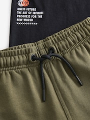 Črna/kaki zelena - Utility 100% Cotton kratek rokav; s kratkimi rokavi majica and lahke hlače za prosti čas Set (3-16yrs) - Slika 10 iz 11
