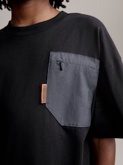 Črna/kaki zelena - Utility 100% Cotton kratek rokav; s kratkimi rokavi majica and lahke hlače za prosti čas Set (3-16yrs) - Slika 6 iz 11