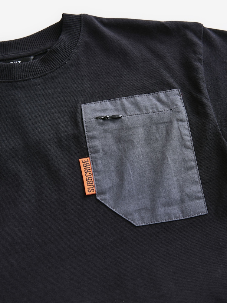Black/Khaki Green Utility 100% Cotton Short Sleeve T-Shirt and Joggers Set (3-16yrs) - Image 9 of 11