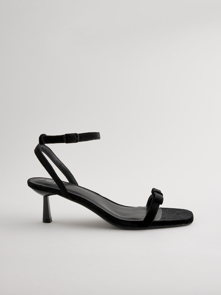 Black Velvet Forever Comfort Square Toe Bow Sandals - Image 4 of 7
