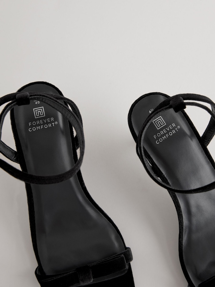 Black Velvet Forever Comfort Square Toe Bow Sandals - Image 5 of 7