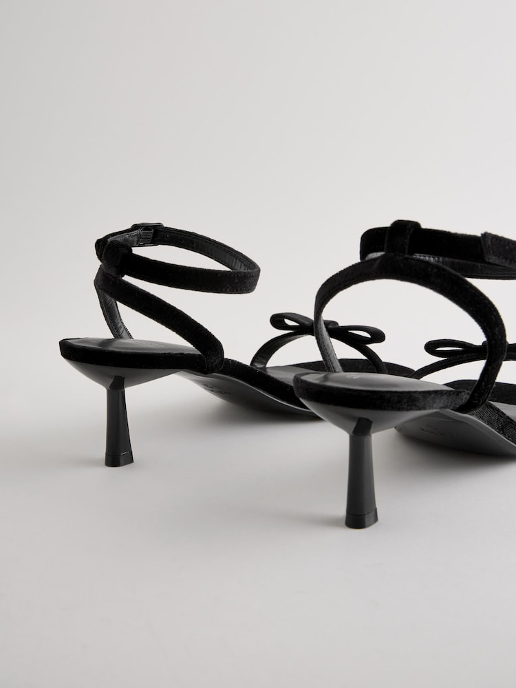 Black Velvet Forever Comfort Square Toe Bow Sandals - Image 7 of 7