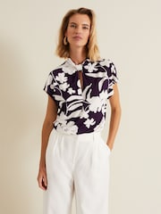 Phase Eight Purple Farley Floral Twist Neck Top - Image 1 of 7