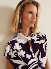 Phase Eight Purple Farley Floral Twist Neck Top - Image 4 of 7