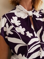 Phase Eight Purple Farley Floral Twist Neck Top - Image 5 of 7
