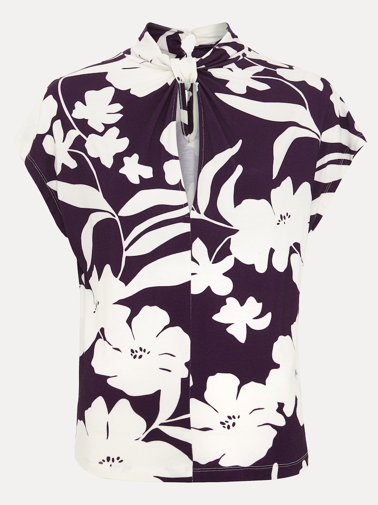 Phase Eight Purple Farley Floral Twist Neck Top - Image 7 of 7