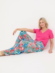 FatFace Ines Blue Watermelons Wide Leg Trousers - Image 5 of 6