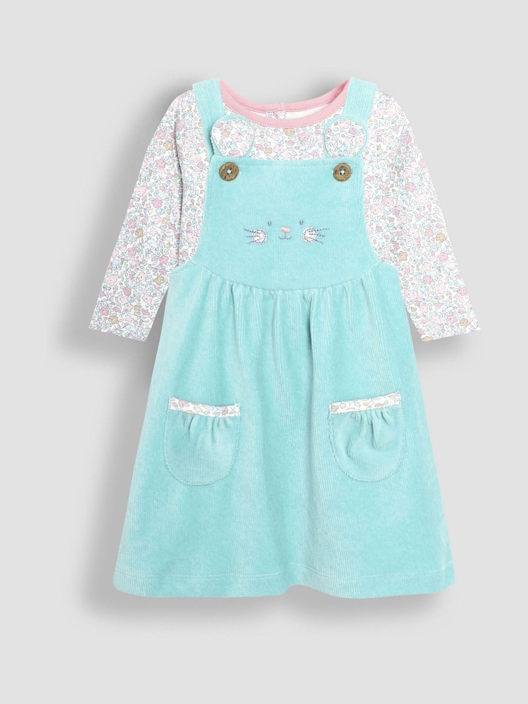 JoJo Maman Bébé Mouse Velour Pinafore Dress And Top Set 2 Pack - Bild 1 von 6 JoJo Maman Bébé Mouse Velour Pinafore Dress And Top Set 2 Pack - Bild 1 von 6