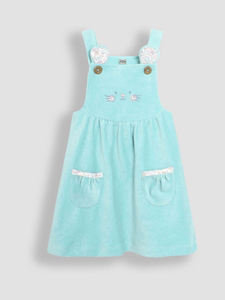 JoJo Maman Bébé Duck Egg Mouse Velour Pinafore Dress And Top Set 2 Pack - Image 2 of 6