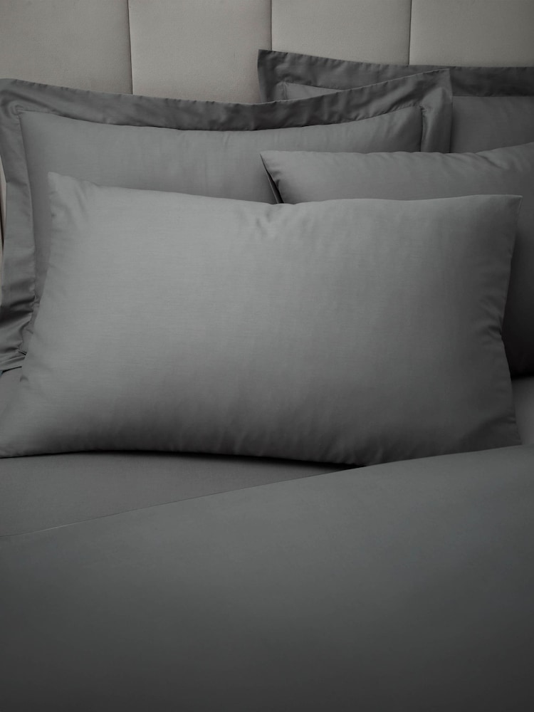Bianca Set of 2 Charcoal Grey 180 Thread Count Cotton Pillowcases - Image 1 of 4