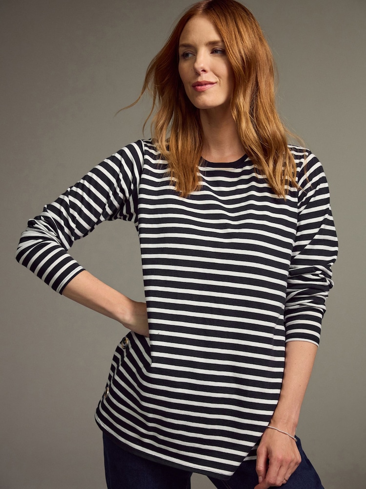 В черно-кремовую полоску - Maternity Nursing 100% Cotton T-Shirt - Изображение 1 7
