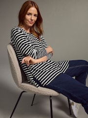 В черно-кремовую полоску - Maternity Nursing 100% Cotton T-Shirt - Изображение 2 7