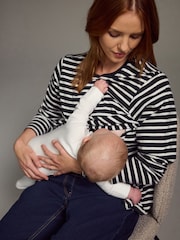 В черно-кремовую полоску - Maternity Nursing 100% Cotton T-Shirt - Изображение 4 7