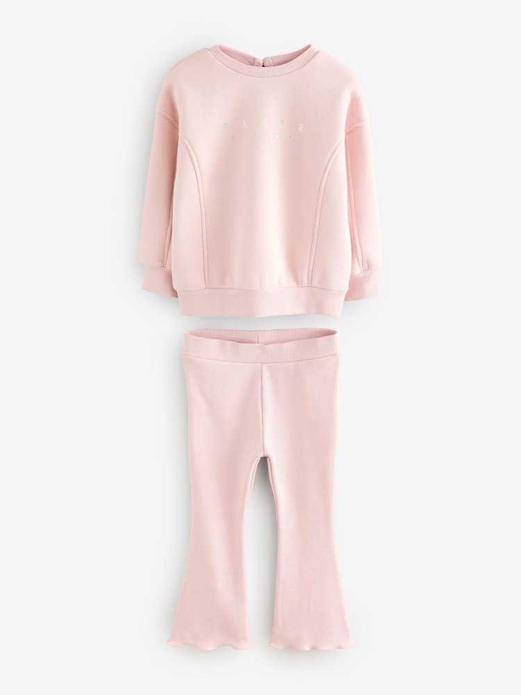 Baker by Ted Baker Pink Sweat Top and Flare Set - Image 9 of 14