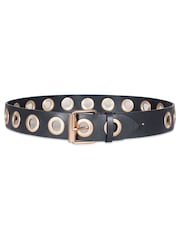 AllSaints 42Mm Textured Eyelet Black Belt - Image 2 of 4