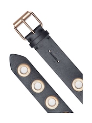 AllSaints 42Mm Textured Eyelet Black Belt - Image 3 of 4