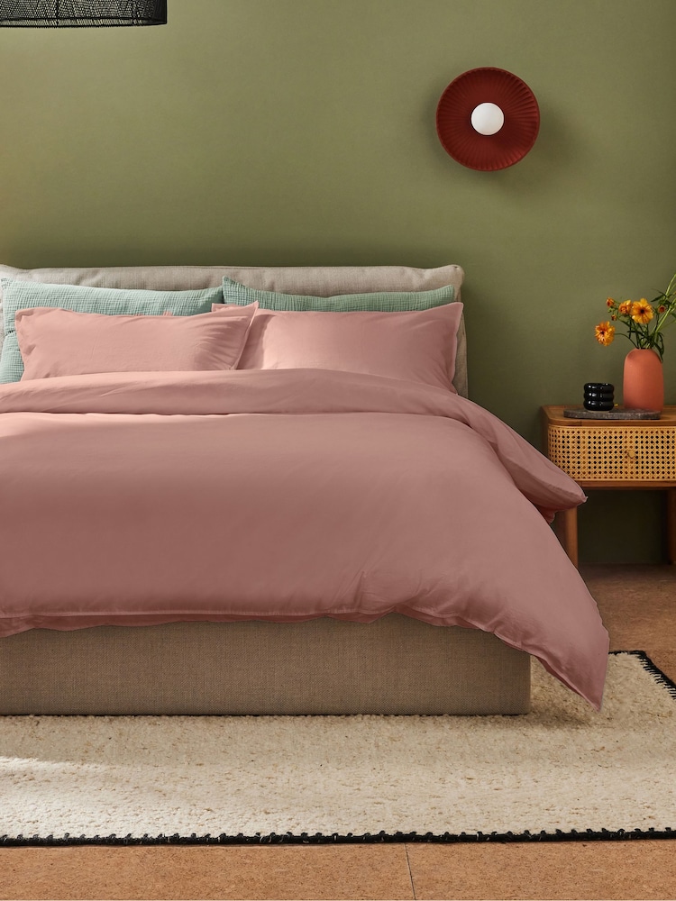 MADE.COM Dusty Rose Cosy Washed Cotton Duvet Cover and Pillowcase Set - Image 1 of 3 MADE.COM Dusty Rose Cosy Washed Cotton Duvet Cover and Pillowcase Set - Image 1 of 3