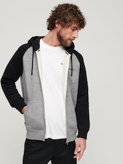 Superdry Grey 100% Cotton Essential Baseball Zip Up Hoodie - Image 1 of 4
