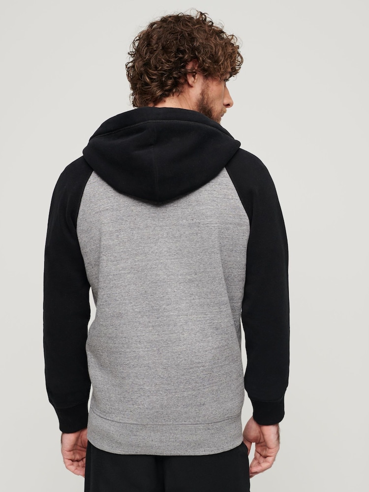 Superdry Grey 100% Cotton Essential Baseball Zip Up Hoodie - Image 2 of 4