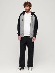 Superdry Grey 100% Cotton Essential Baseball Zip Up Hoodie - Image 3 of 4