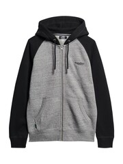 Superdry Grey 100% Cotton Essential Baseball Zip Up Hoodie - Image 4 of 4