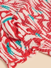 White Stuff Red Emily Shirred Jersey Dress - Image 7 of 7