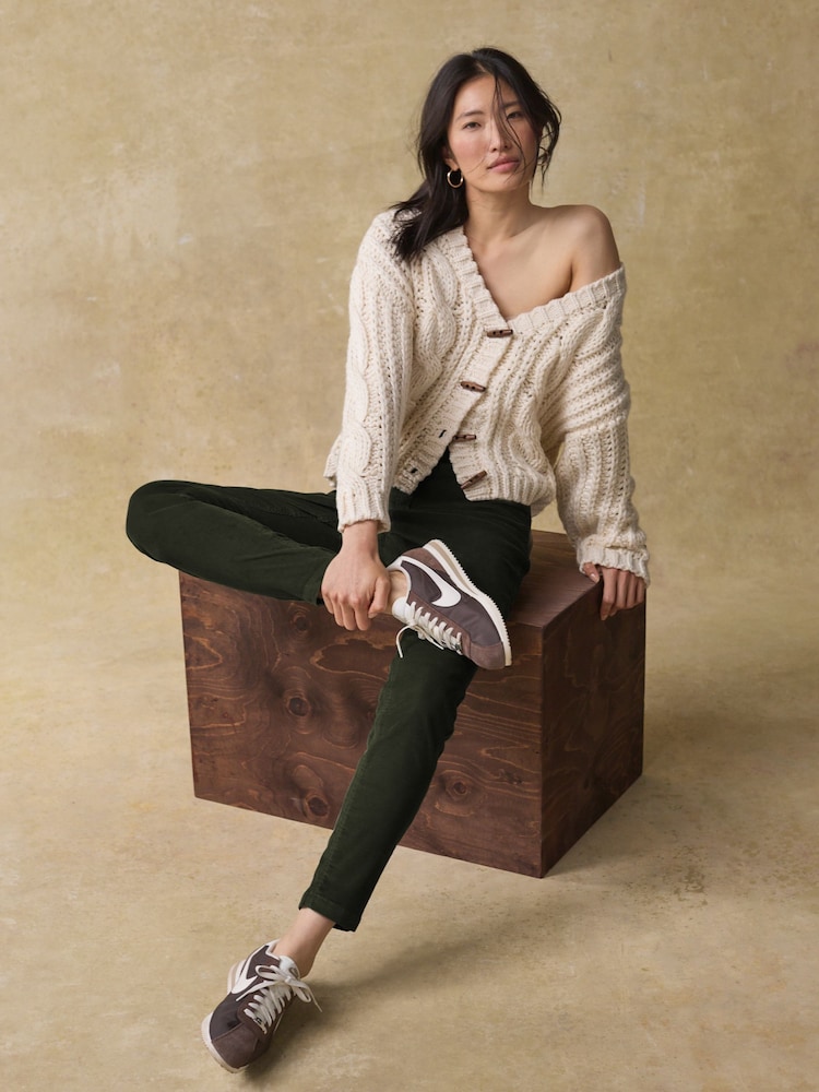 Olive Green Corduroy Skinny Trousers - Image 2 of 7
