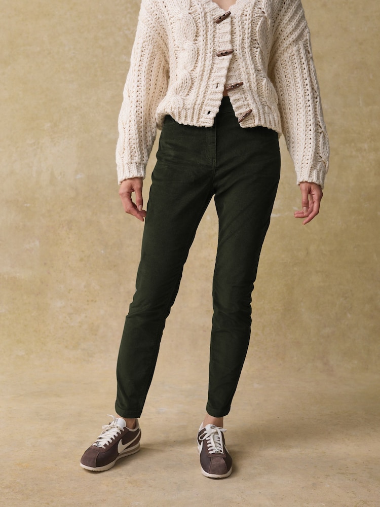 Olive Green Corduroy Skinny Trousers - Image 3 of 7