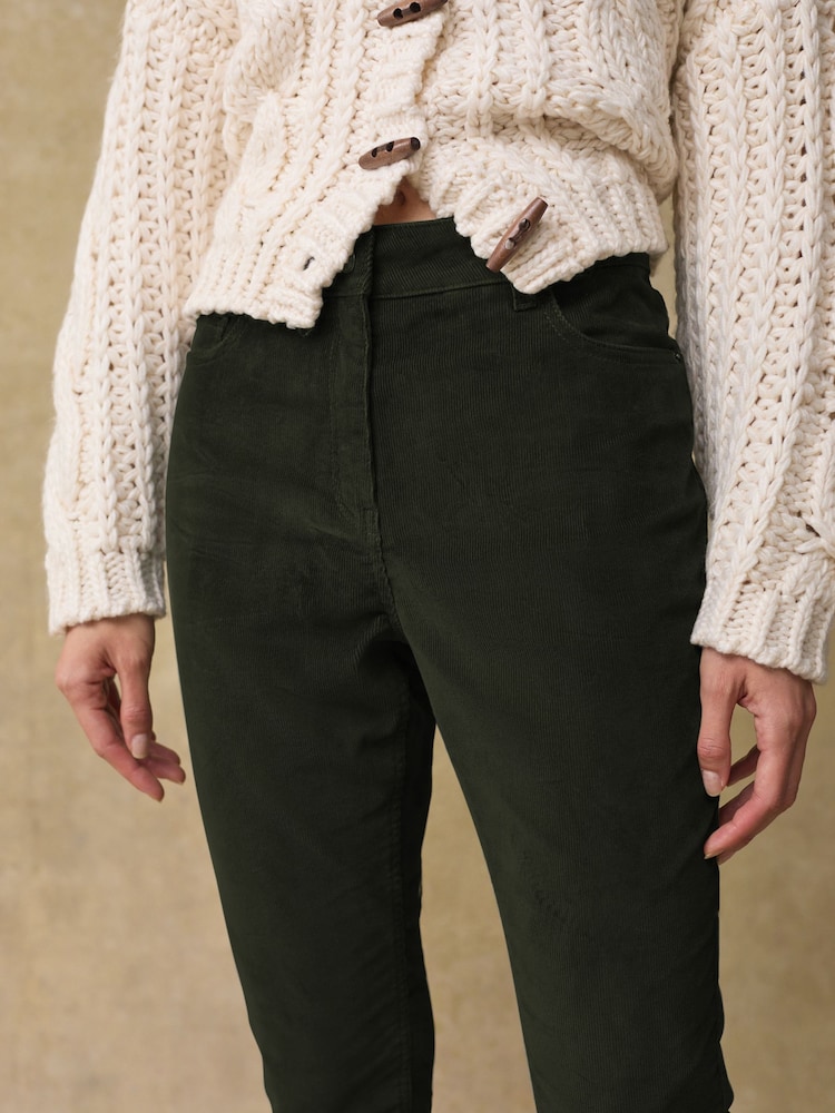 Olive Green Corduroy Skinny Trousers - Image 5 of 7