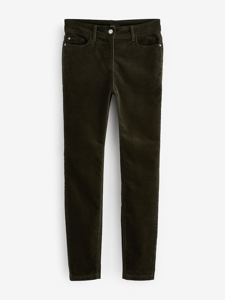 Olive Green Corduroy Skinny Trousers - Image 6 of 7