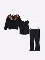 River Island Mädchen Leopardenmuster Kunstpelz 3-teiliges Set - Bild 1 von 5