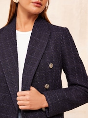 Friends Like These Navy Blue Boucle Double Breasted Blazer - Image 2 of 4