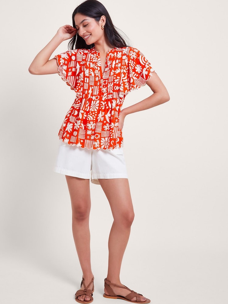 Monsoon Dario Print Pleat Top - Изображение 2 из 5