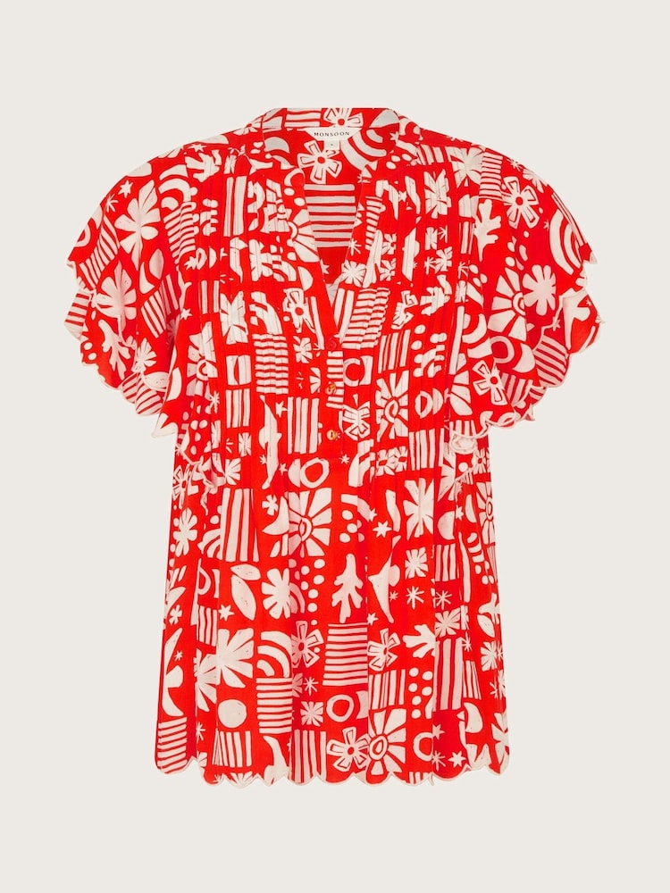 Monsoon Dario Print Pleat Top - Изображение 5 из 5