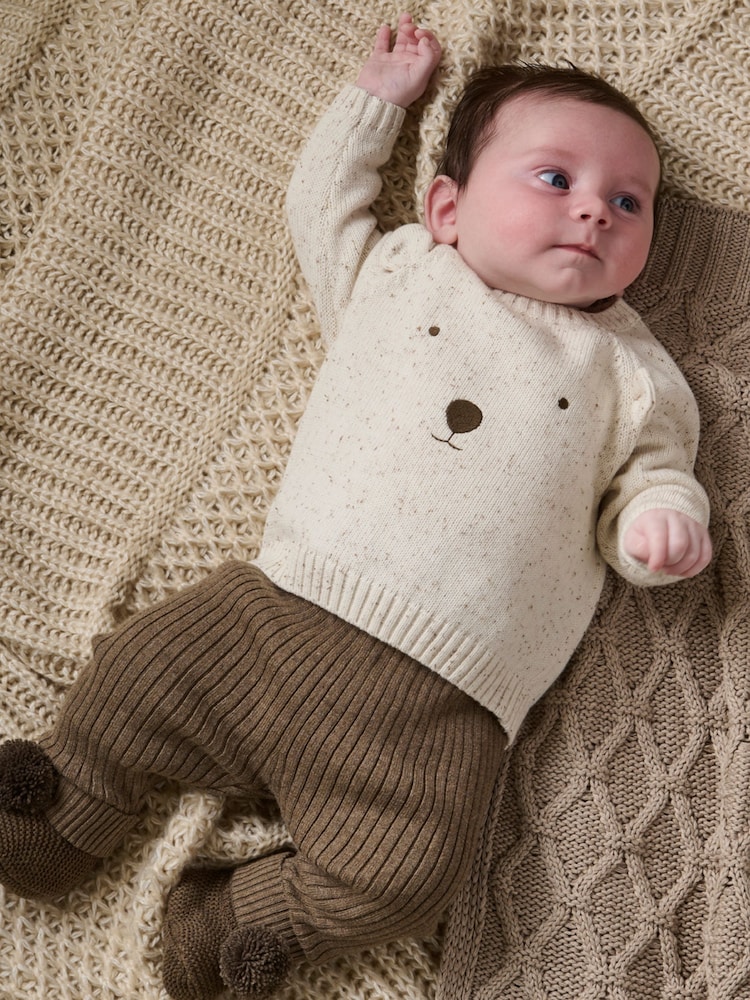 Mamas & Papas 2 Piece 100% Cotton Bear Knit Set - Image 1 of 5