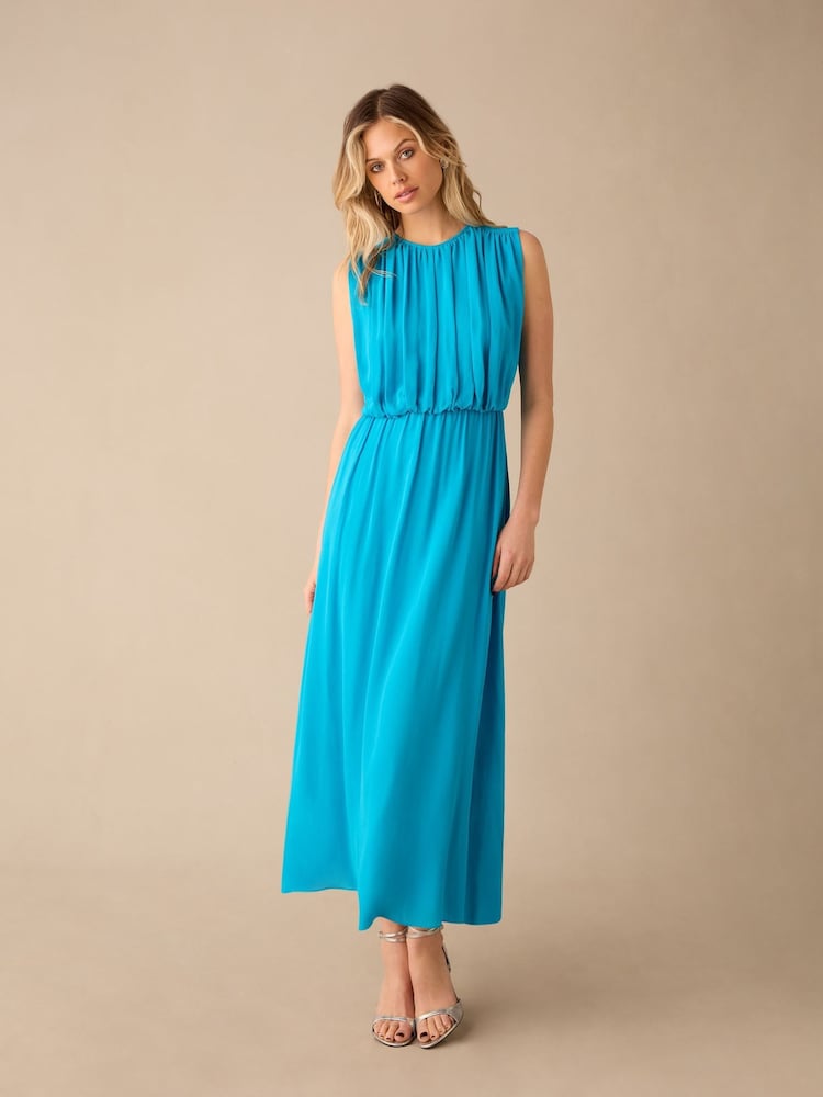 Ro&Zo Blue Petite Lucia Gathered Waist Maxi Dress - Image 1 of 5