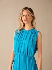 Ro&Zo Blue Petite Lucia Gathered Waist Maxi Dress - Image 3 of 5
