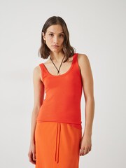 Hush Orange 100% Cotton Seth Low Scoop Ribbed Vest - Image 1 of 5