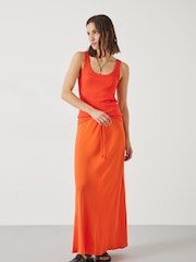 Hush Orange 100% Cotton Seth Low Scoop Ribbed Vest - Image 2 of 5