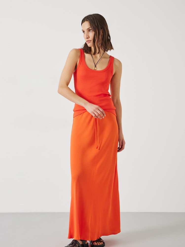 Hush Orange 100% Cotton Seth Low Scoop Ribbed Vest - Image 2 of 5