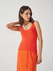 Hush Orange 100% Cotton Seth Low Scoop Ribbed Vest - Image 3 of 5