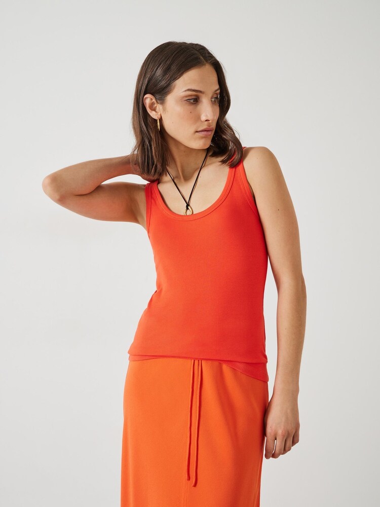 Hush Orange 100% Cotton Seth Low Scoop Ribbed Vest - Image 3 of 5